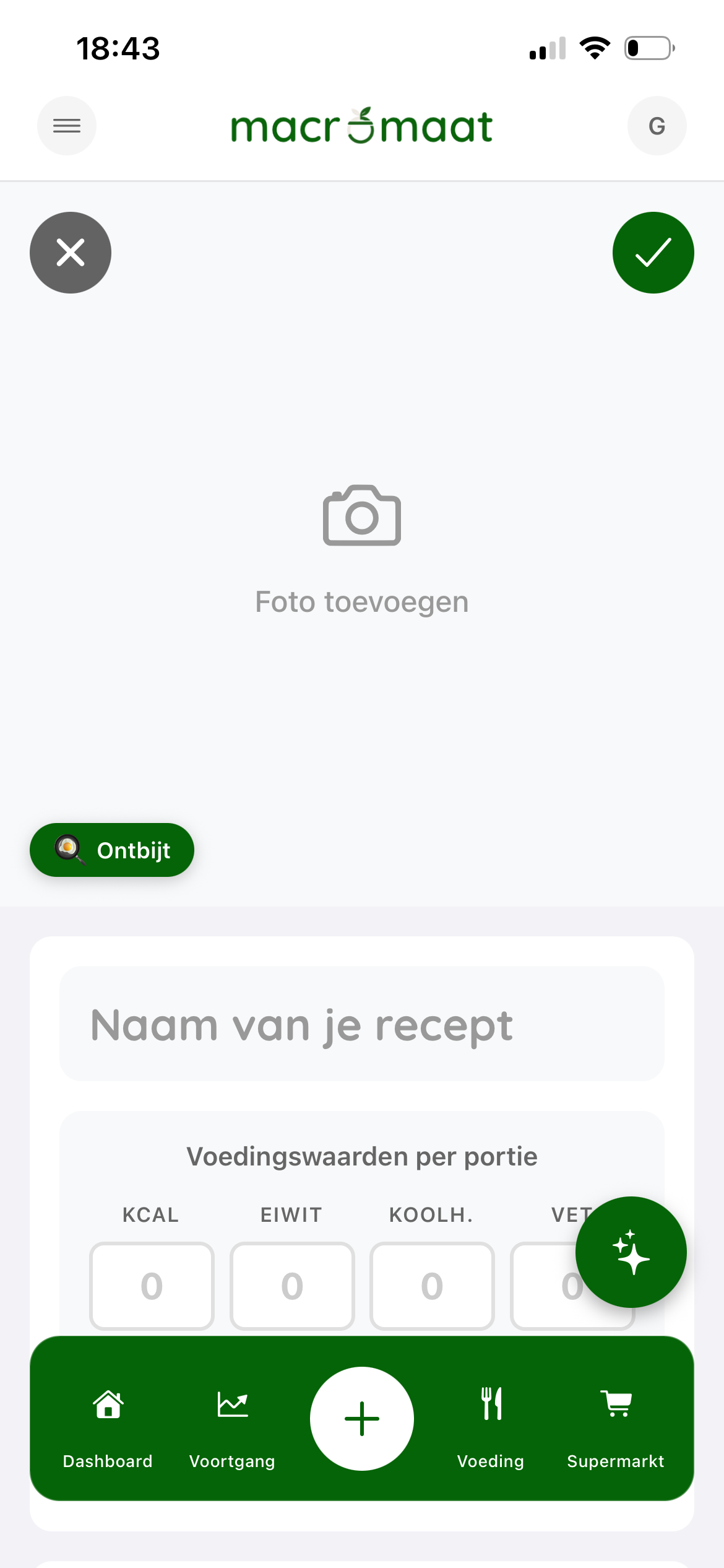 Eigen recept aanmaken in Macromaat