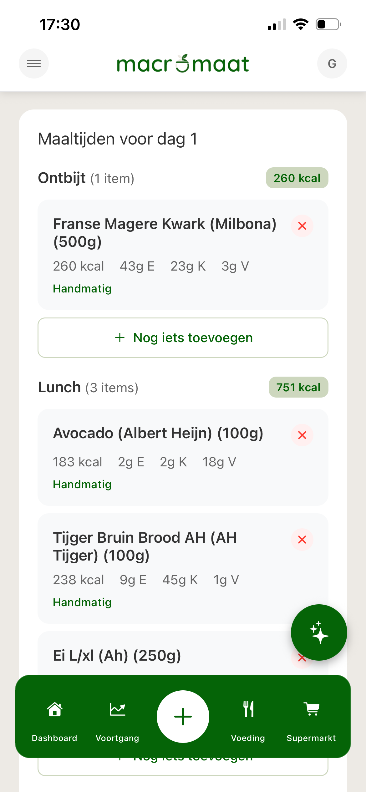 Maaltijdplanner stap 4: complete week invullen